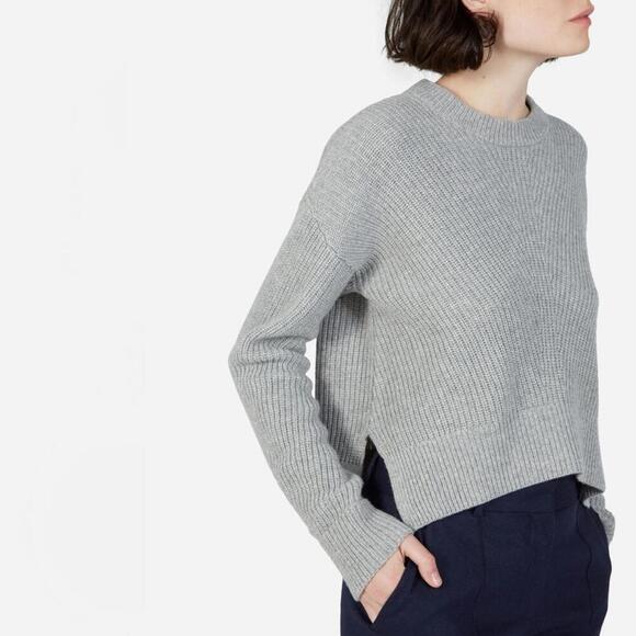 Everlane Premium Ribbed Cashmere Crew Sweater Gray Size XS - Picture 1 of 9